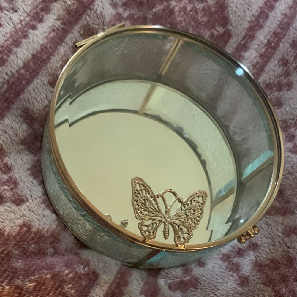 Elegant Gold Butterfly Mirror Tray